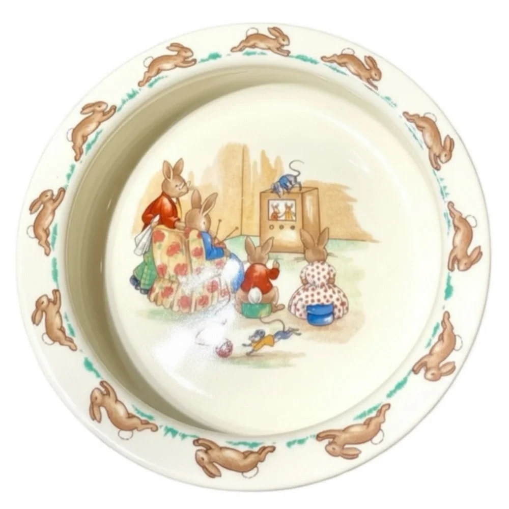 Vintage Royal Doulton Bunnykins Fine Bone China TV Time Cereal/Porridge Bowl